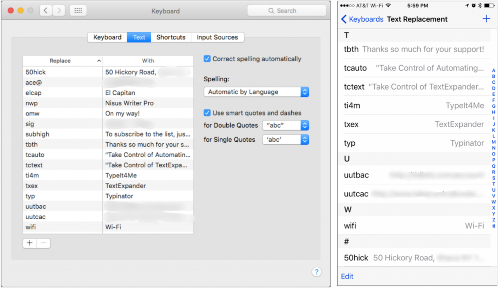 Mac text substitution app using
